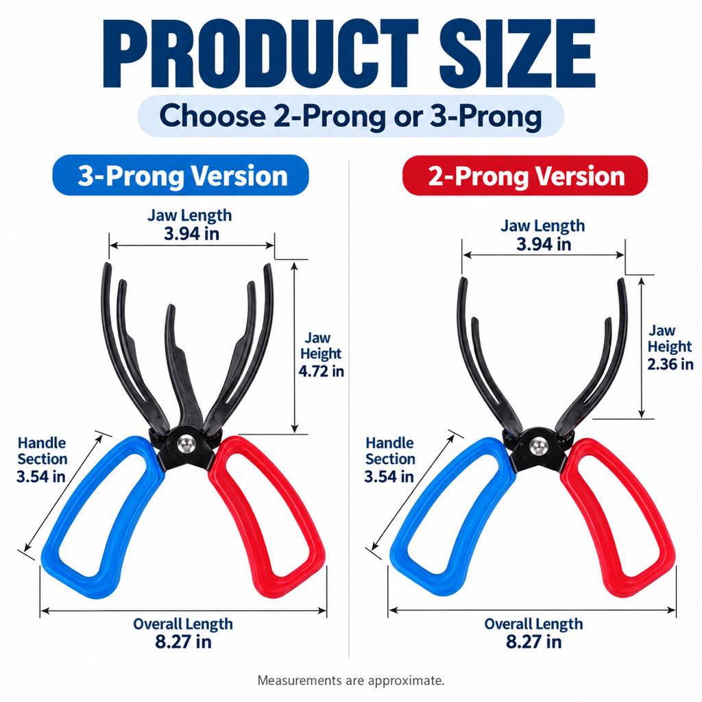 2-prong and 3-prong fish gripper dimensions