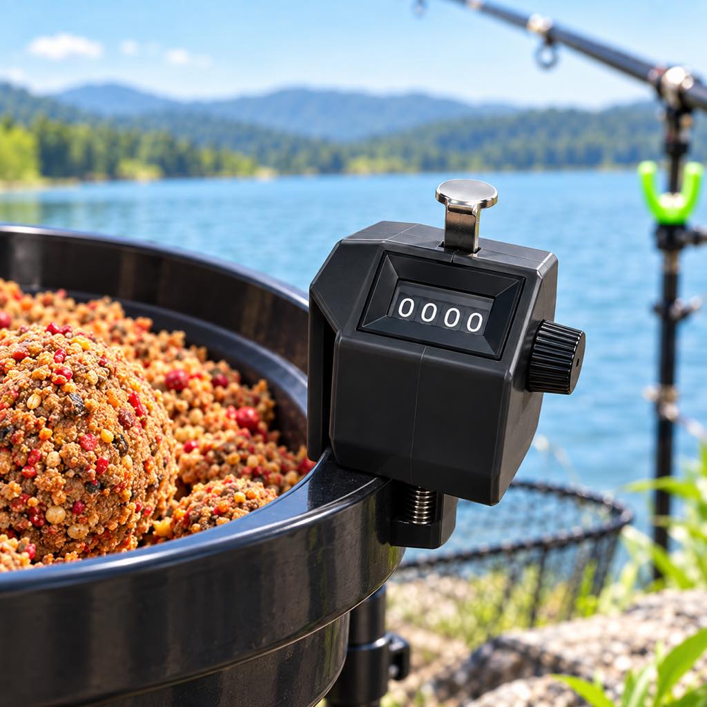 Manual fishing tally counter with metal press button