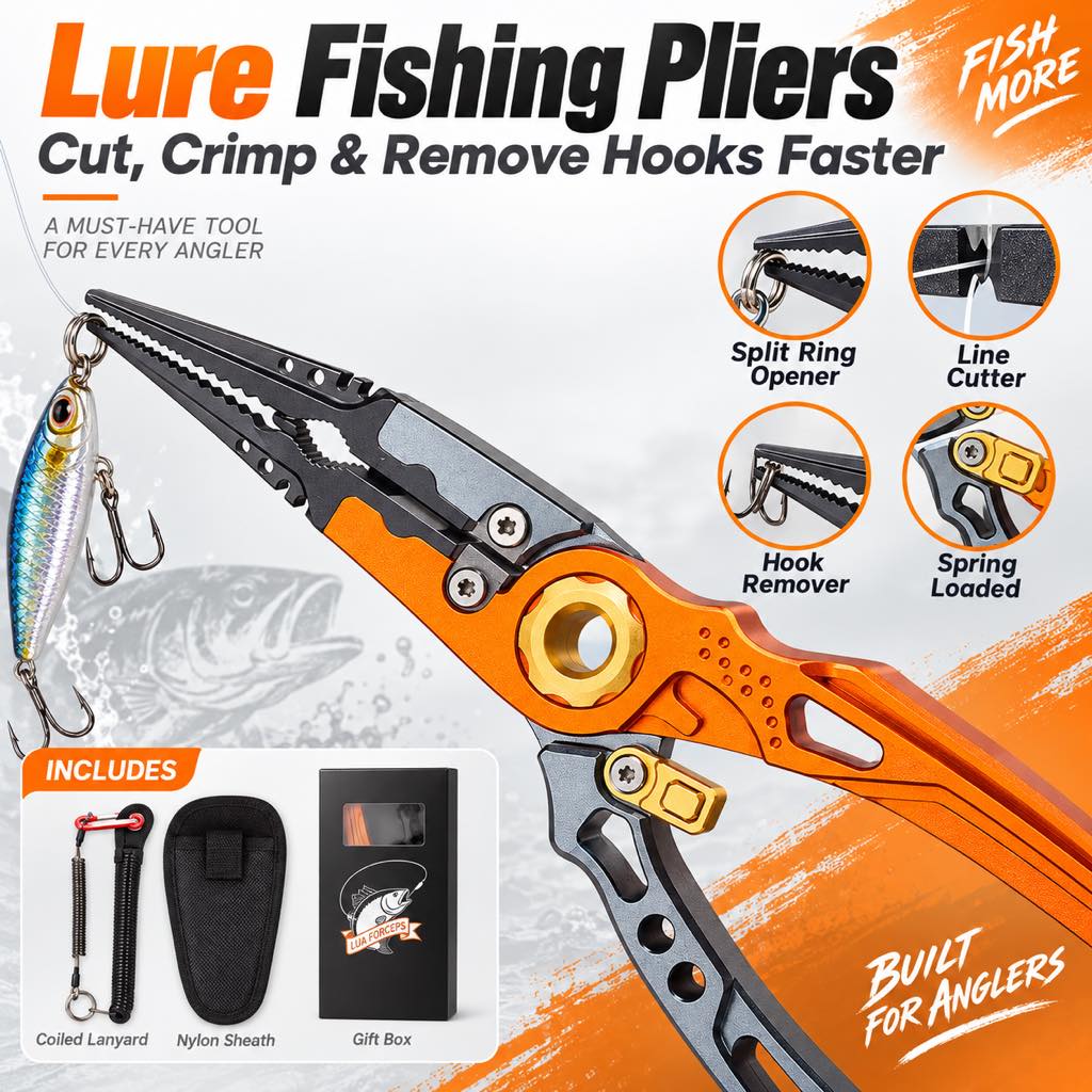 Fishing pliers with deep reach jaws for hook removal