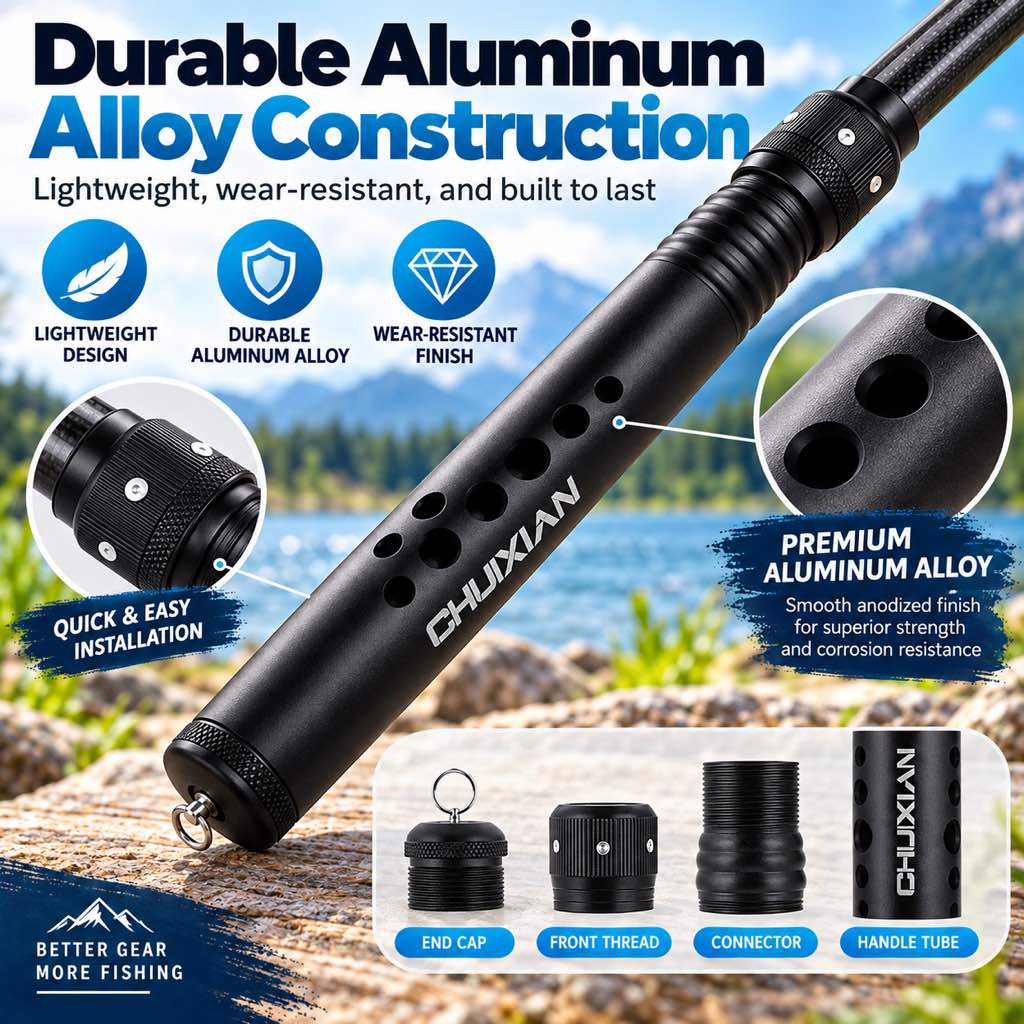 Aluminum alloy fishing rod replacement handle construction