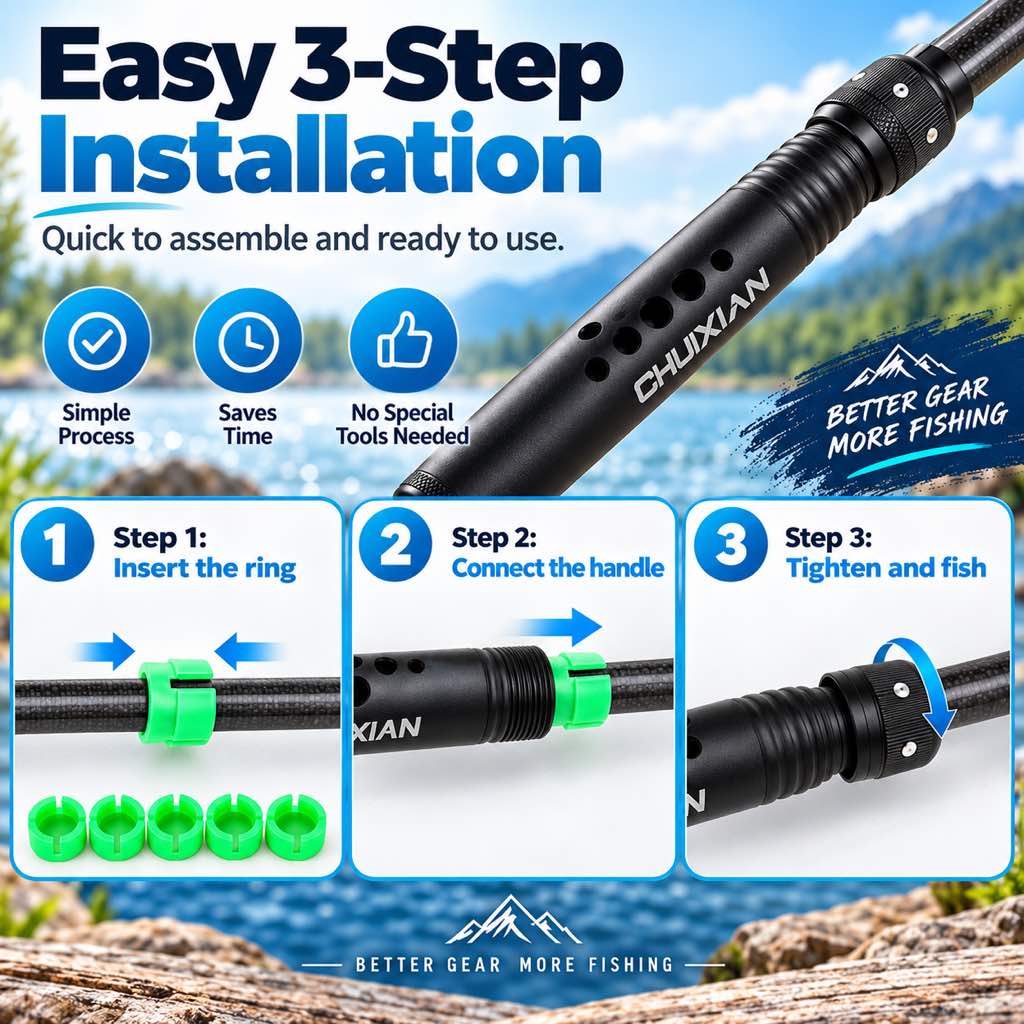Fishing rod replacement handle installation steps