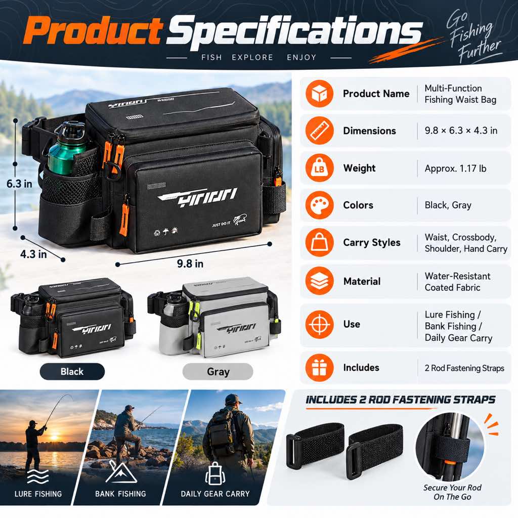 Fishing waist bag specifications