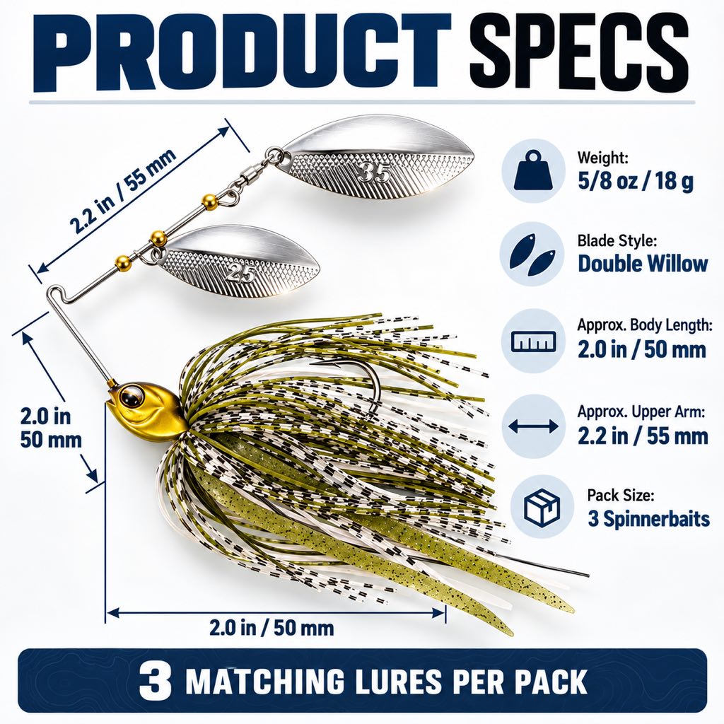 5/8 oz double willow spinnerbait specifications