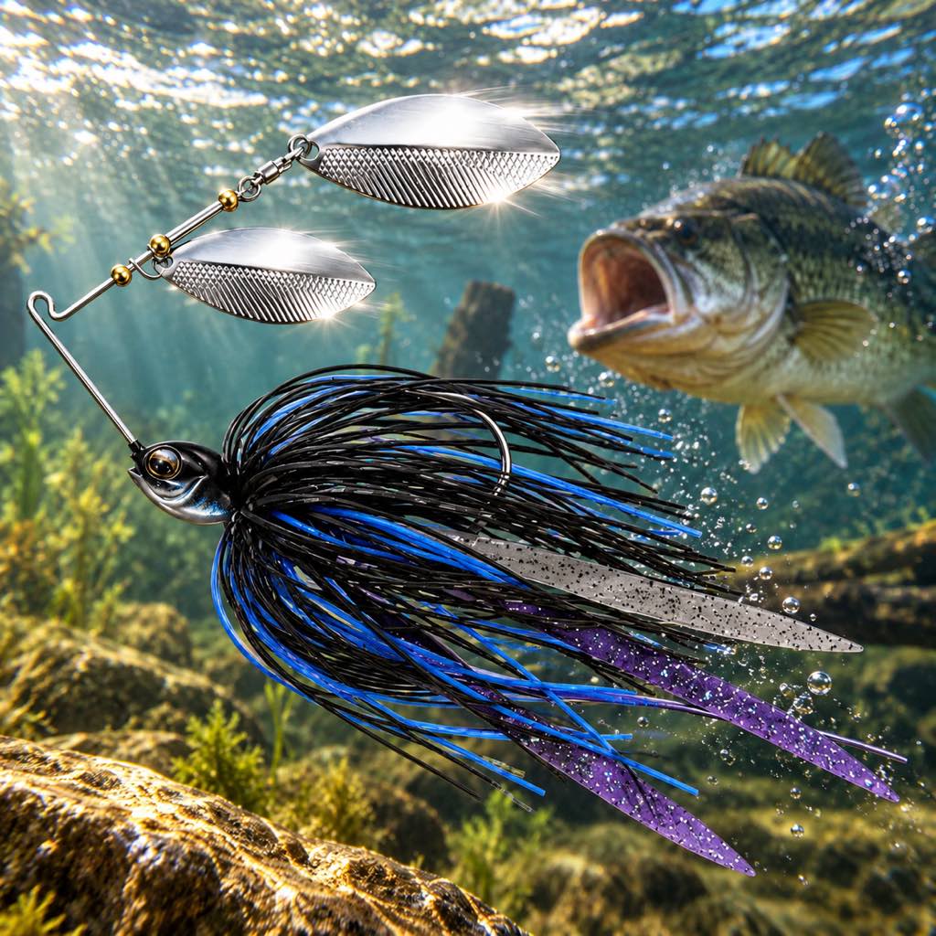 Black Purple Blue 5/8 oz double willow spinnerbait 3-pack