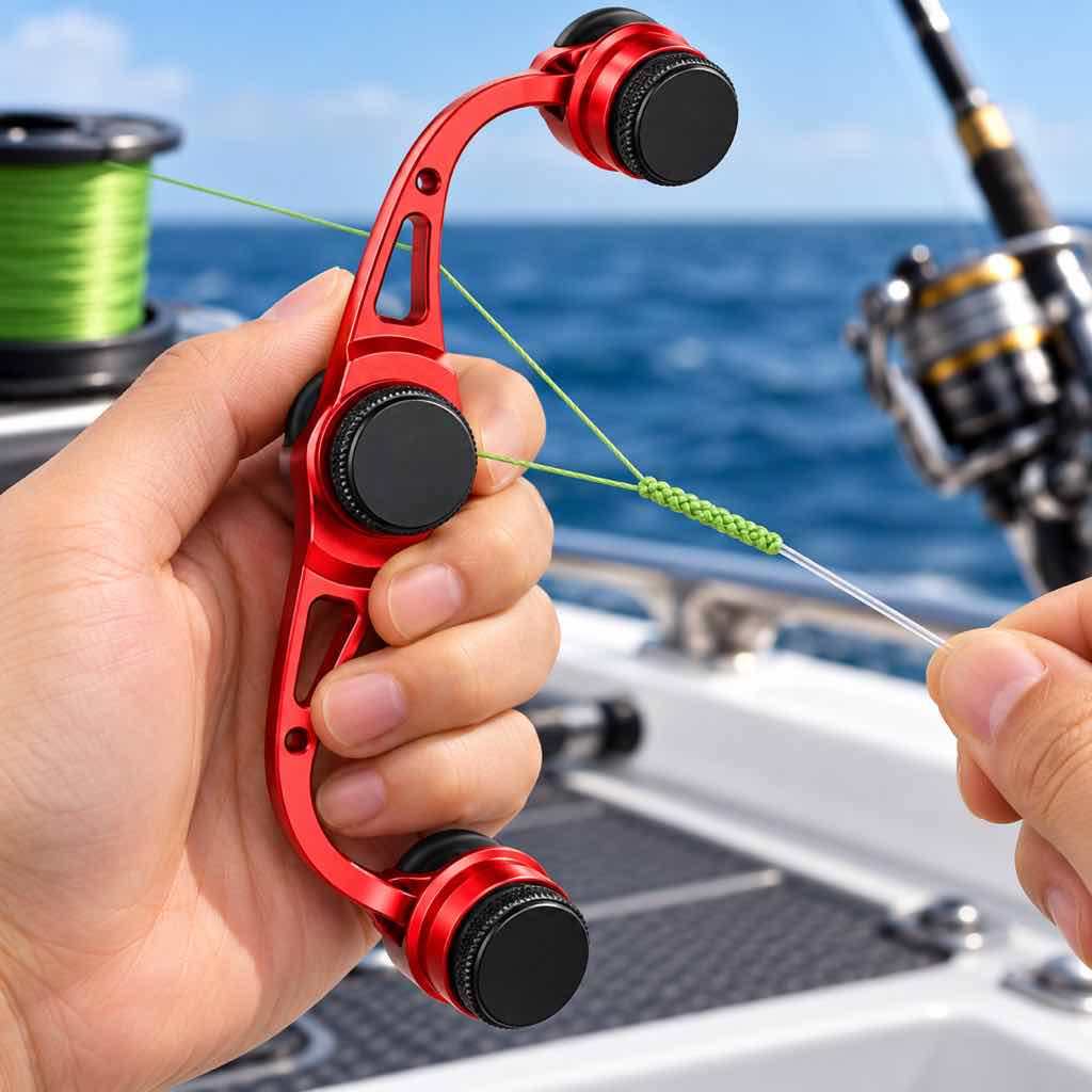 Manual FG knot tying tool for braid-to-leader rigging — Image 1