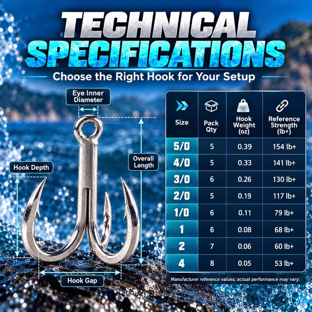 Silver saltwater treble fishing hooks for lure replacement — Image 10