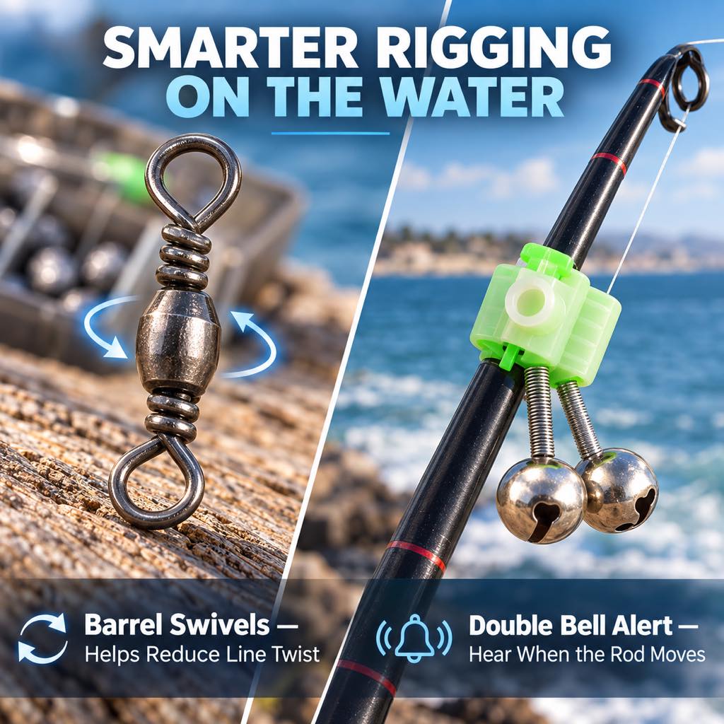 Barrel swivels and double fishing bell