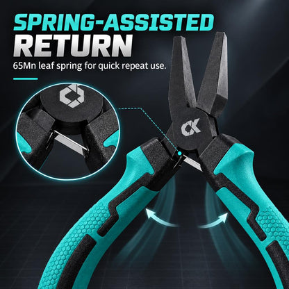Spring-assisted return with 65Mn leaf spring