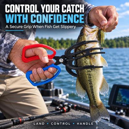 Metal fish gripper tongs for controlled fish handling