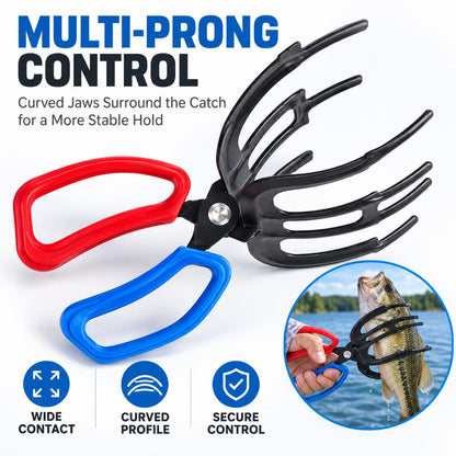 Curved multi-prong fish gripper jaw design