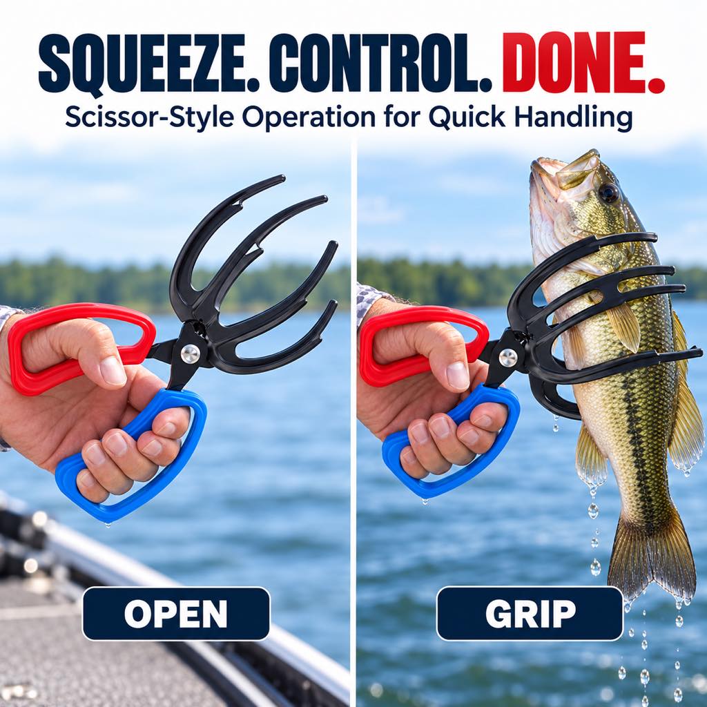 Scissor-style fish gripper operation