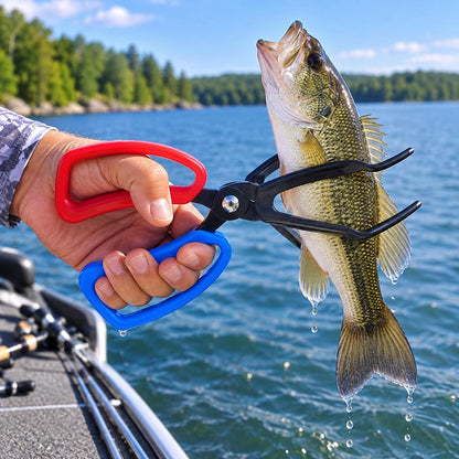 2-prong metal fish gripper tongs in use