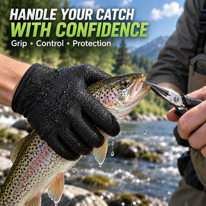 Fish handling glove for grip, control, and protection