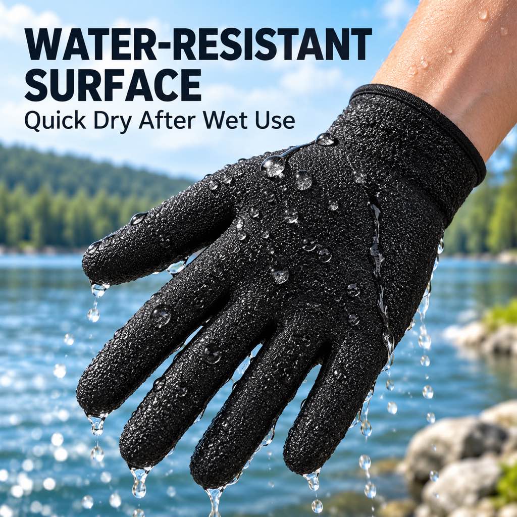 Water-resistant quick-dry fishing glove