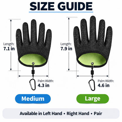 Magnetic fishing glove medium and large size guide