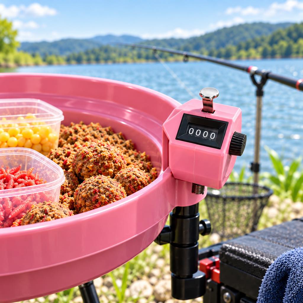 Battery free fishing counter with twist reset knob