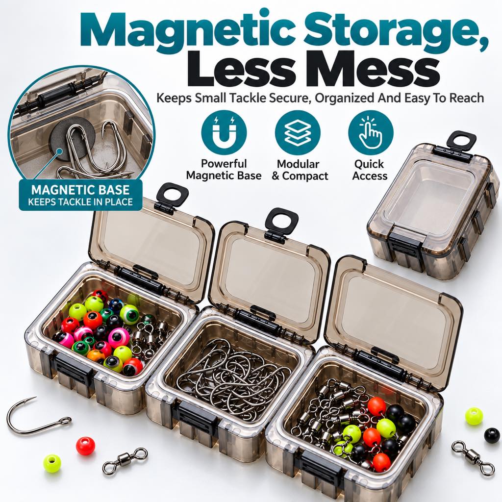Smoke gray magnetic micro tackle box 2-pack