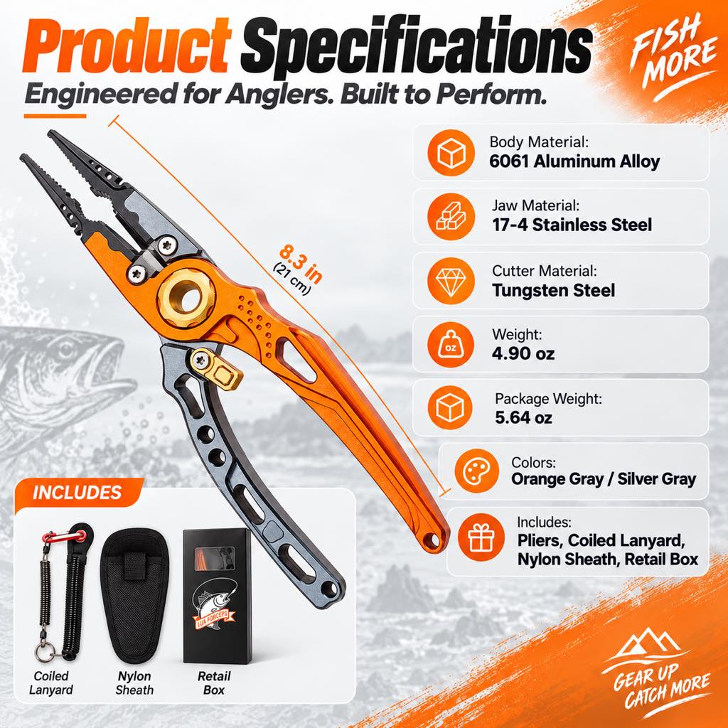 Fishing pliers with spring-assisted one-hand operation