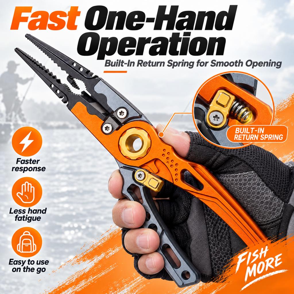 Fishing pliers with aluminum body and stainless steel jaws