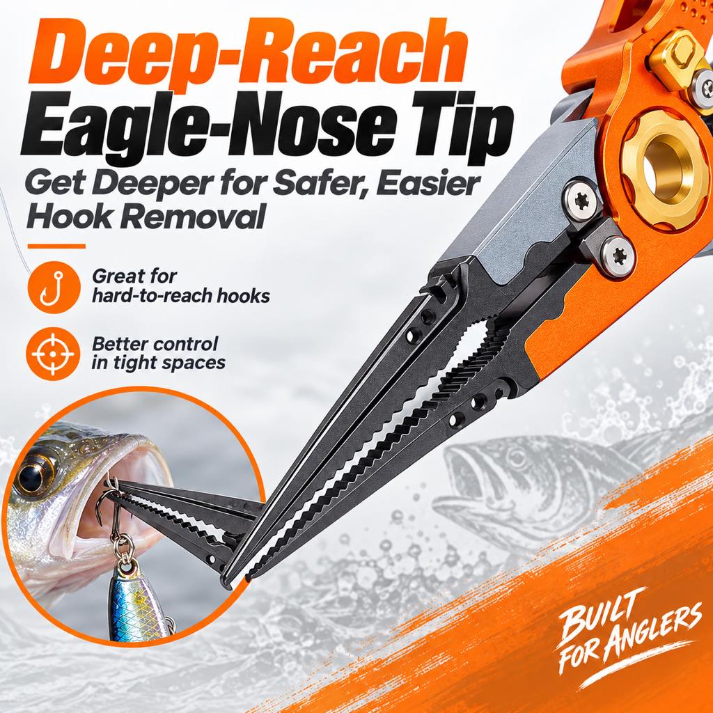 7.5-inch fishing pliers size chart with measurements