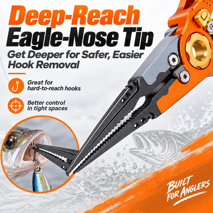 7.5-inch fishing pliers size chart with measurements