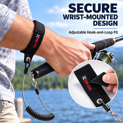 Rod lanyard adjustable wrist-mounted strap