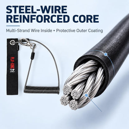 Fishing lanyard steel-wire reinforced core