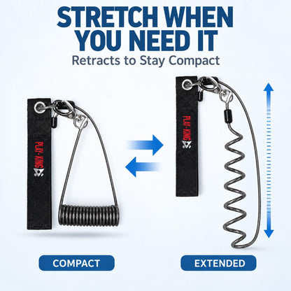 Coiled rod leash compact and extended design