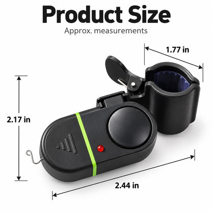 Fishing bite alarm size chart and measurements