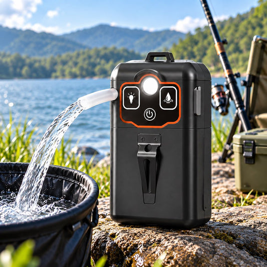 Black portable fishing water pump SKU image without text