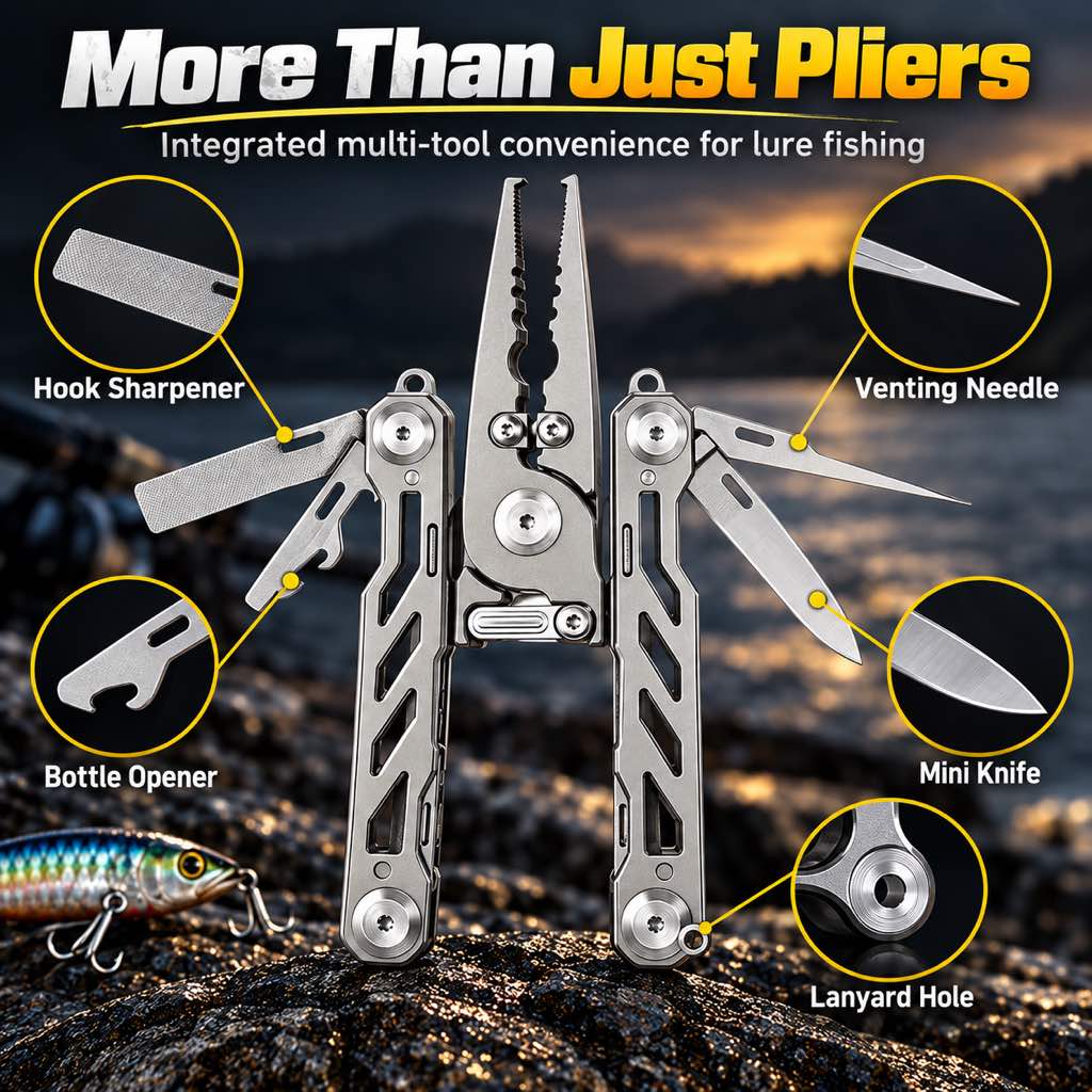Fishing pliers multi tool functions