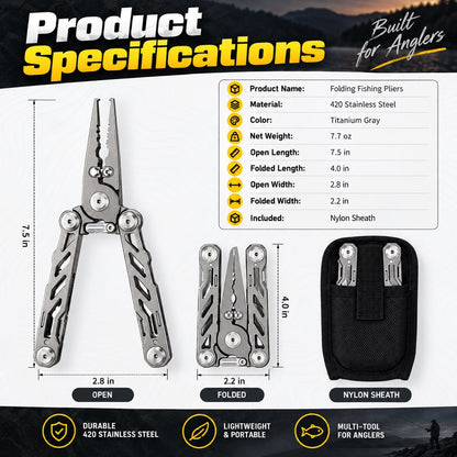 Folding fishing pliers specifications