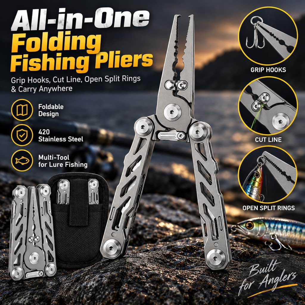 All in one folding fishing pliers feature image