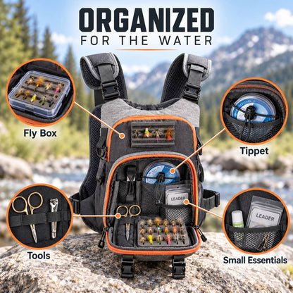 Organized fly box tippet tools and small essentials storage