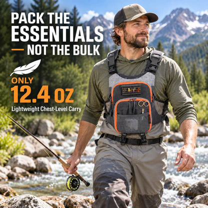 Lightweight 12.4 ounce fly fishing chest pack