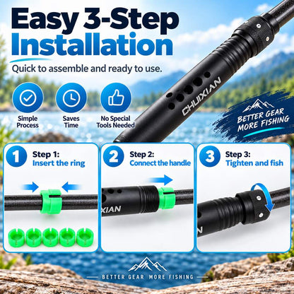 Fishing rod replacement handle installation steps