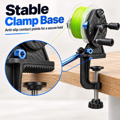 Fishing line winder stable clamp base