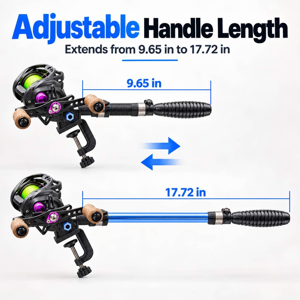 Adjustable fishing line winder handle length