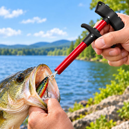 Lure hook remover fishing scene main image without text