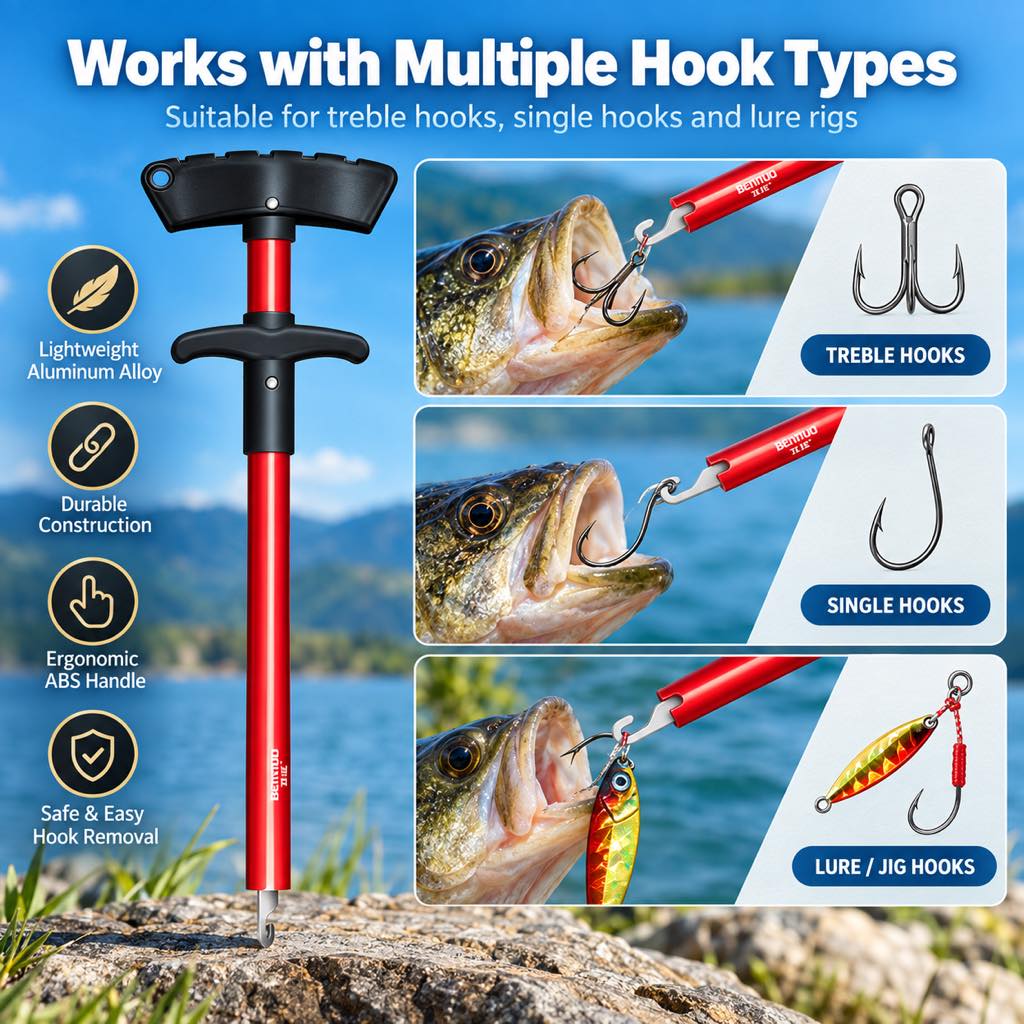 Lure hook remover for treble single and lure hooks