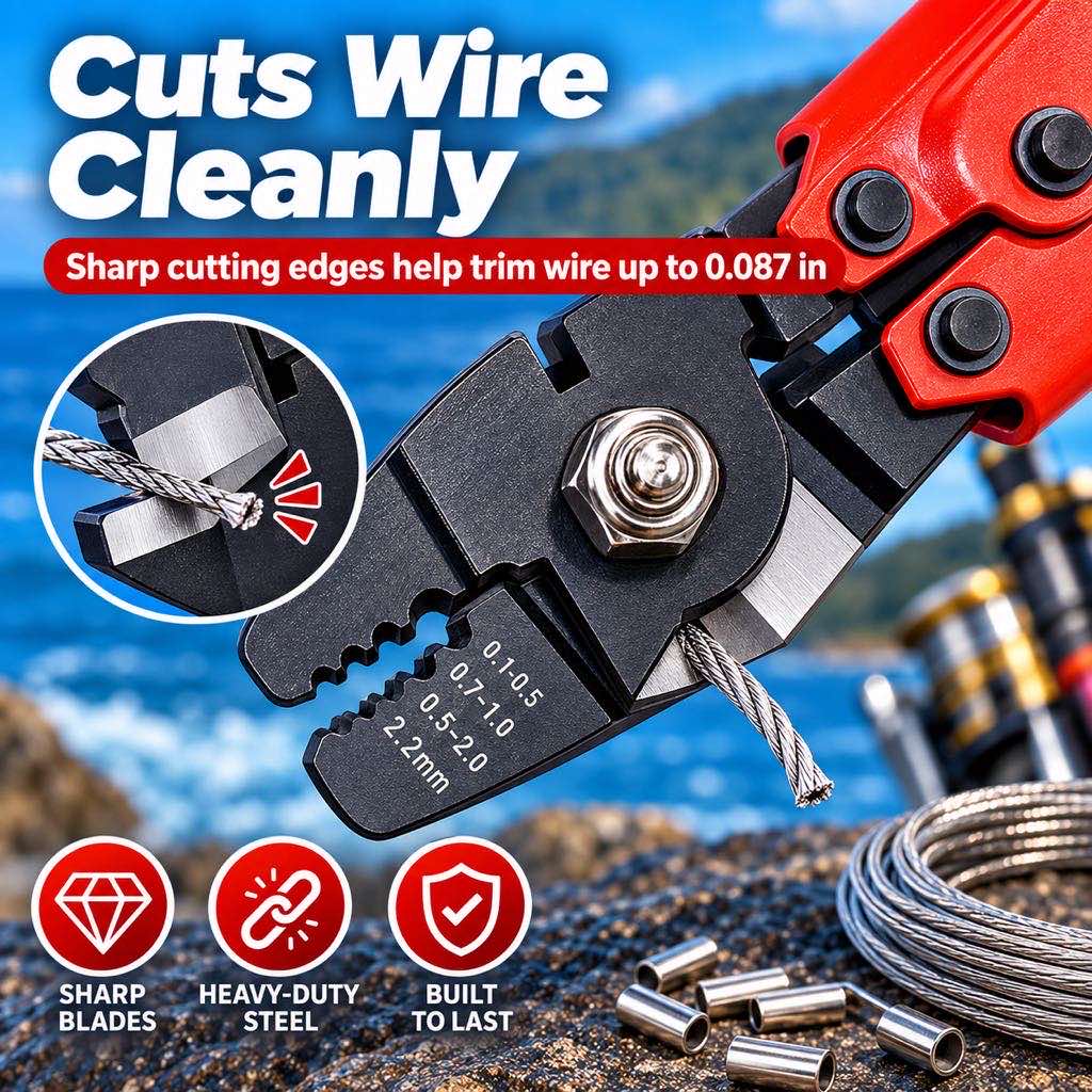 Fishing crimping pliers wire cutter detail