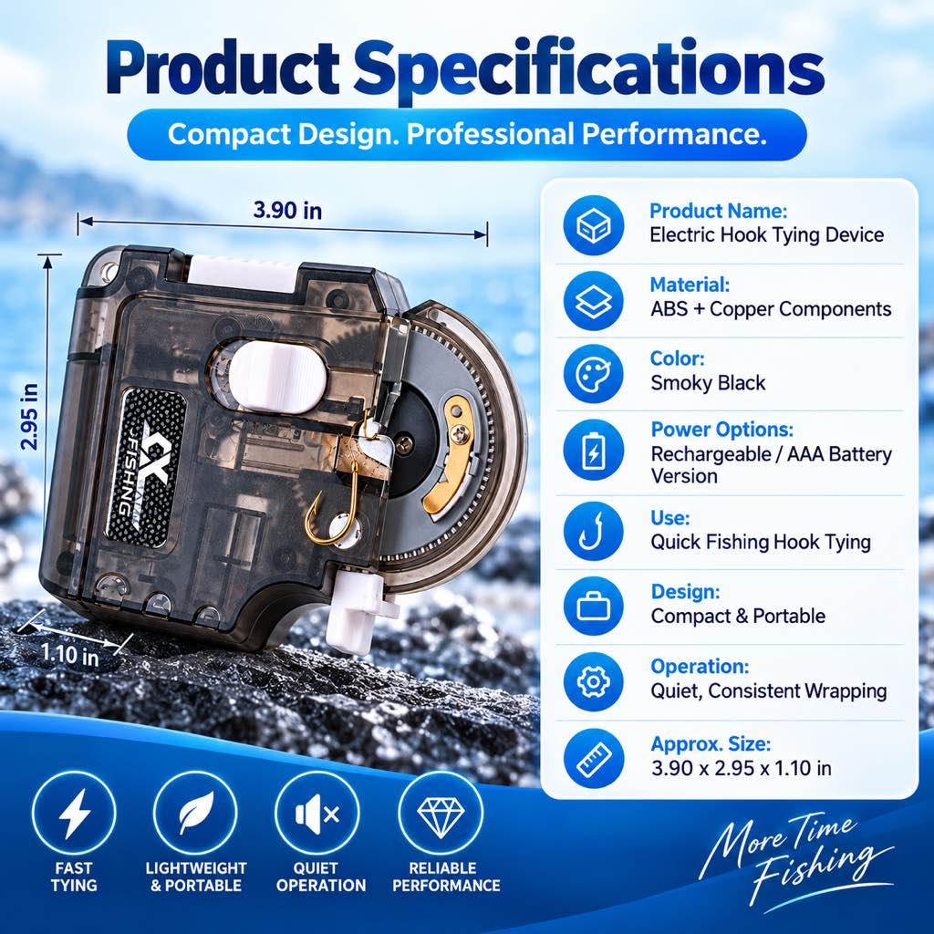 Electric hook tying tool product specifications