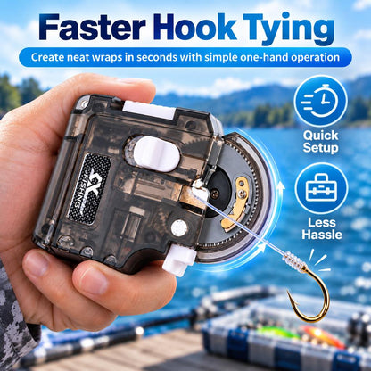 Electric hook tying tool for one hand operation