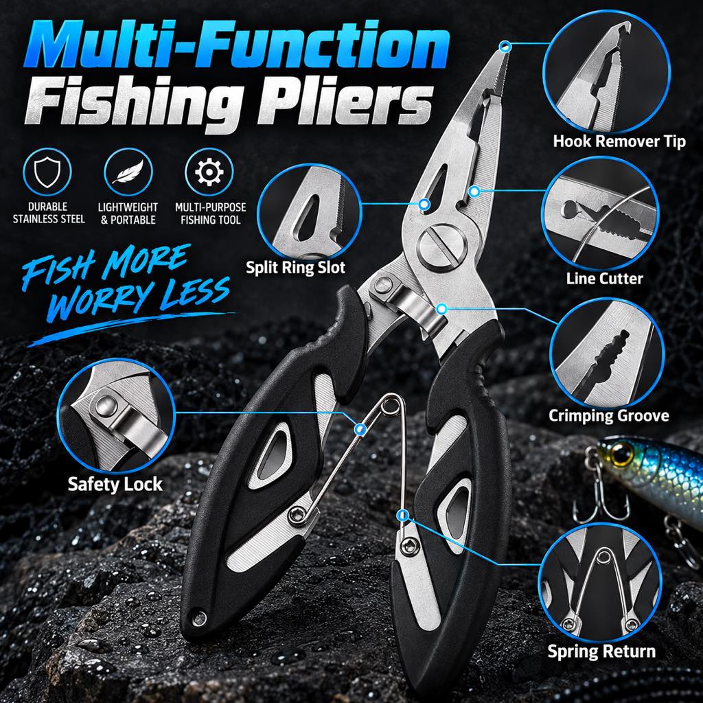 Multi-function stainless steel fishing pliers features
