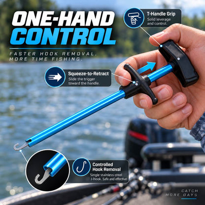 T-handle grip sliding trigger and stainless-steel J-hook controls
