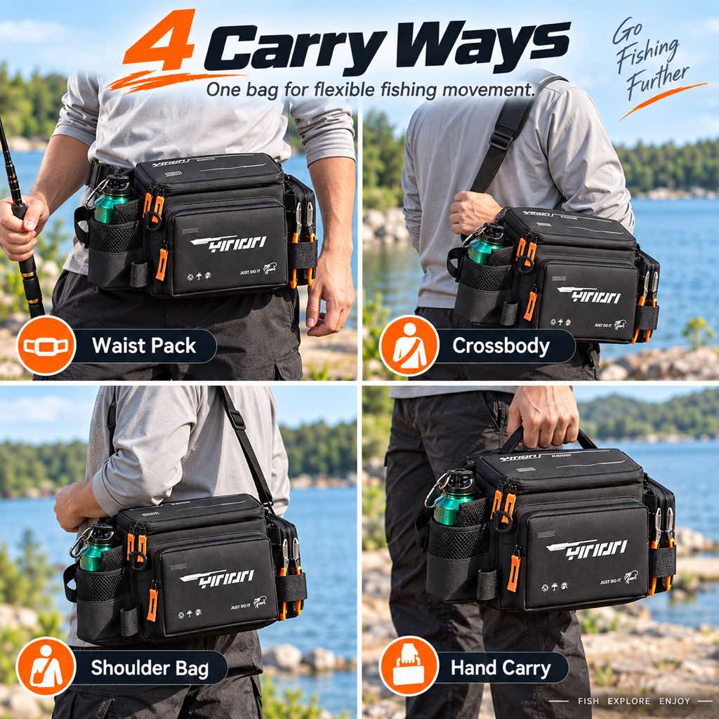 Four ways to carry fishing waist bag