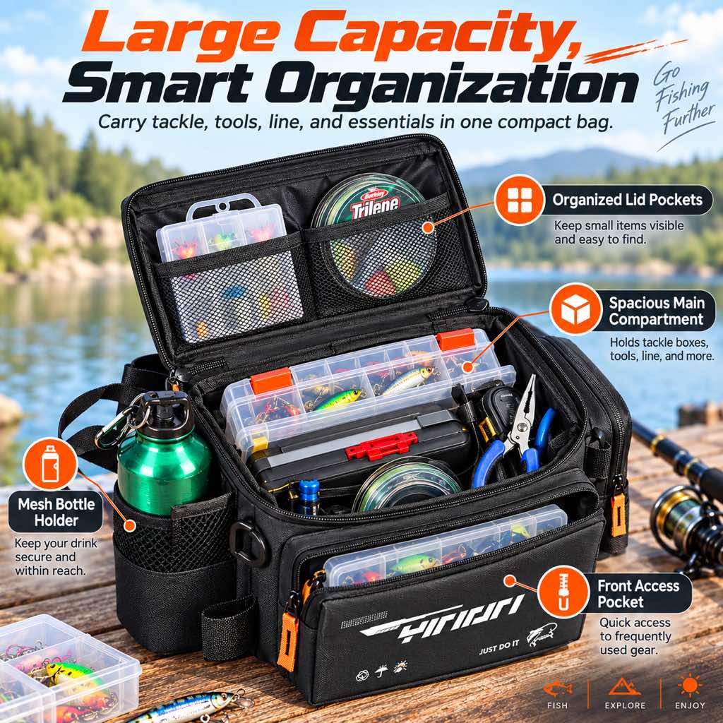 Large-capacity fishing waist bag storage