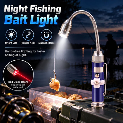 Magnetic night fishing bait light with flexible neck
