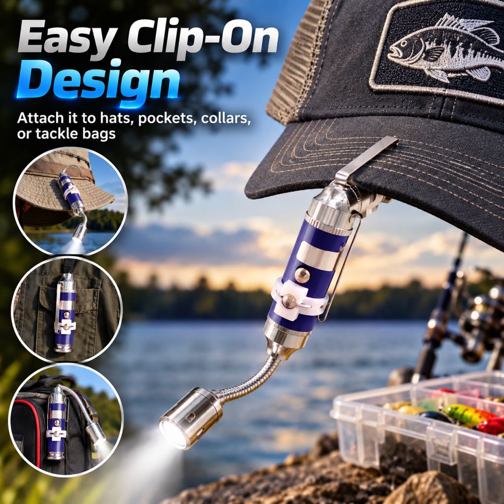 Clip-on magnetic night fishing bait light