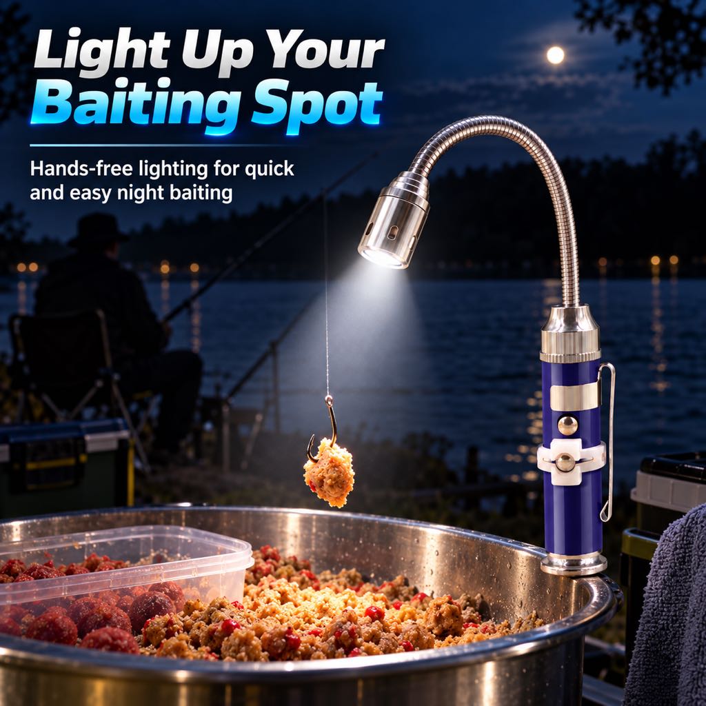 Hands-free baiting light for night fishing